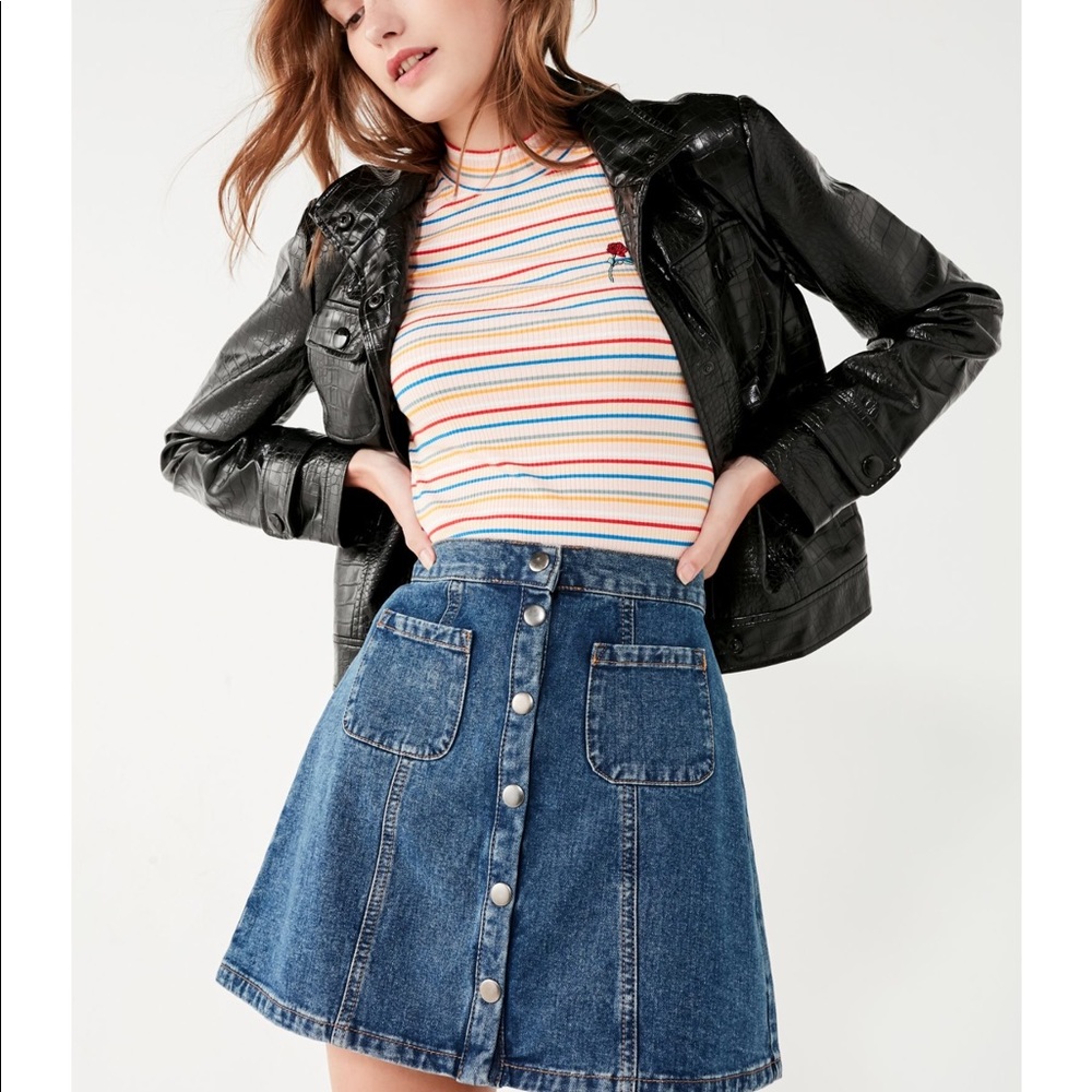BDG Denim Button-Front Skirt